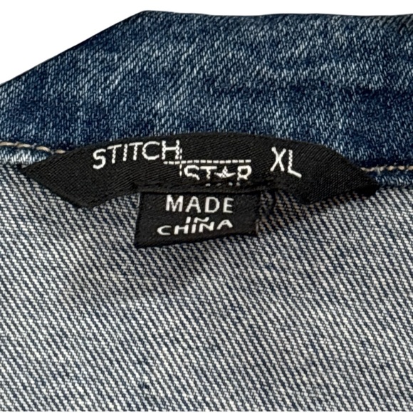 Stitch Star Blue Denim Jean Cropped Jacket Womens Size XL NWT - Picture 7 of 14